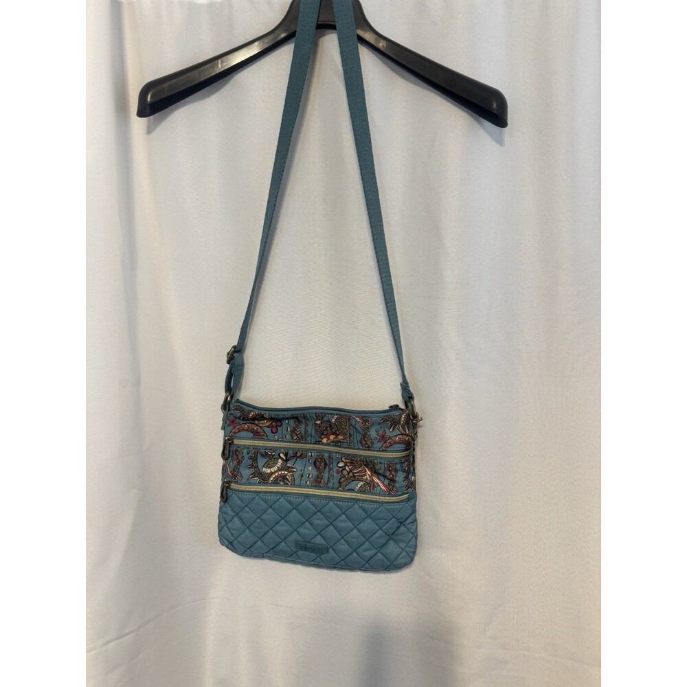 Sakroots Blue Multicolor Quilted Floral Crossbody Bag Adjustable Strap Bag Charm